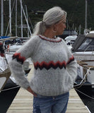 Touch Knitting Pattern - 130 Clyde Mohair Jumper with Crew or Turtleneck and Colourwork in 12-Ply Brushed Yarn