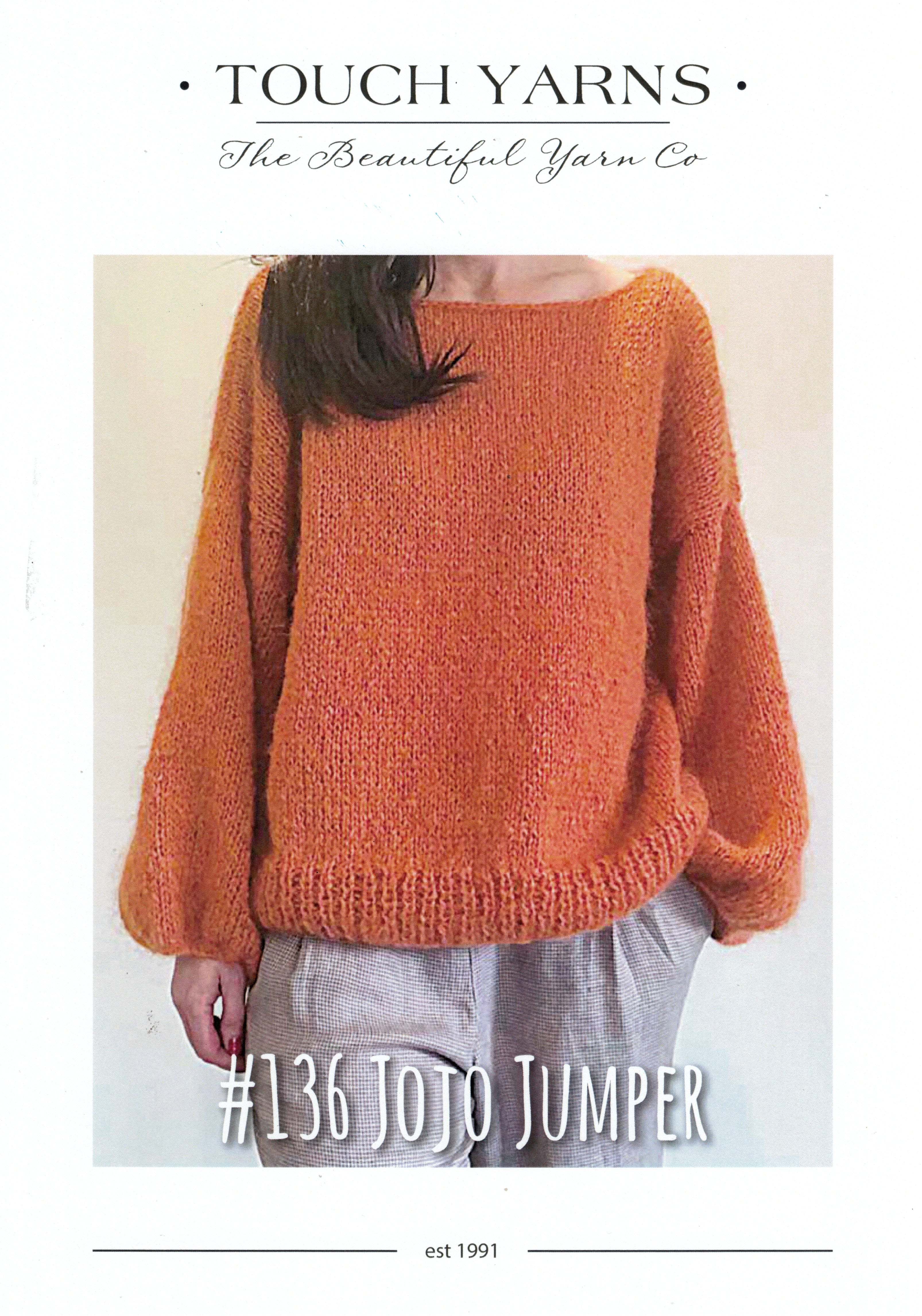 Touch Knitting Pattern - 136 JoJo Mohair Jumper in 12-Ply  / Aran weight Brushed Yarn