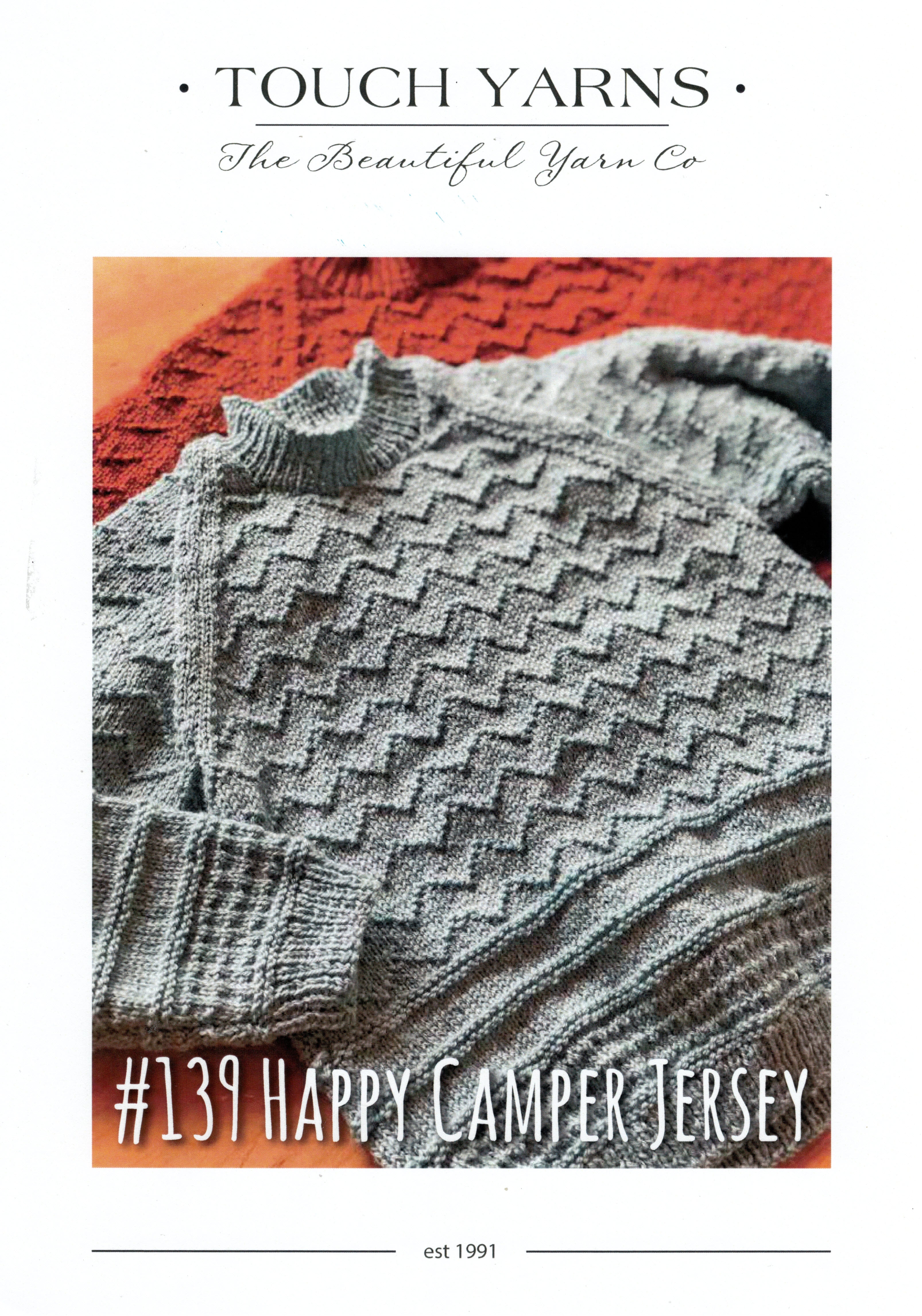Touch Knitting Pattern - 139 Happy Camper Textured Raglan Pullover in 4-Ply / Fingering for Ages 1-2 years