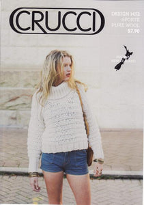 Crucci Knitting Pattern 1452 - Ladies Cropped Pullover in 14-ply / Chunky