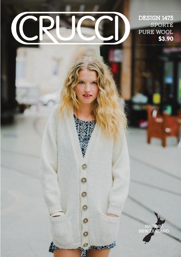 Crucci Knitting Pattern 1475 - Ladies Long Cardigan in 14-ply / Chunky
