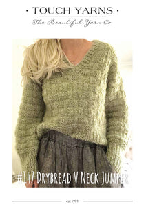 Touch Knitting Pattern - 147 Drybread V-Neck Mohair Jumper in 12-Ply Brushed Yarn