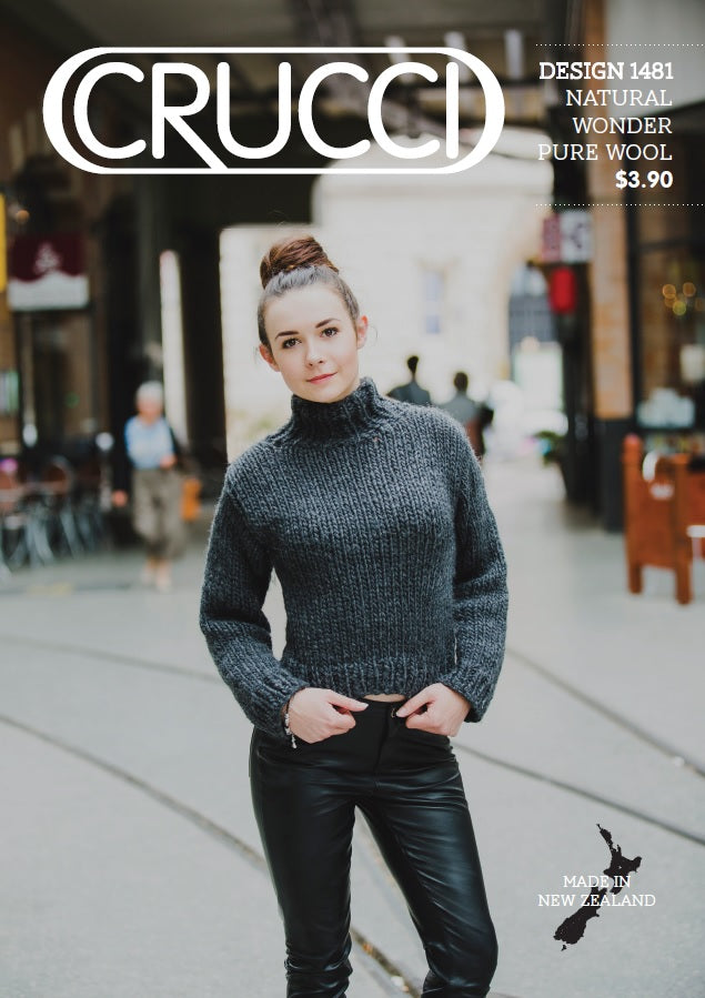 Crucci Knitting Pattern 1481 - Ladies Pullover in Super Chunky yarn