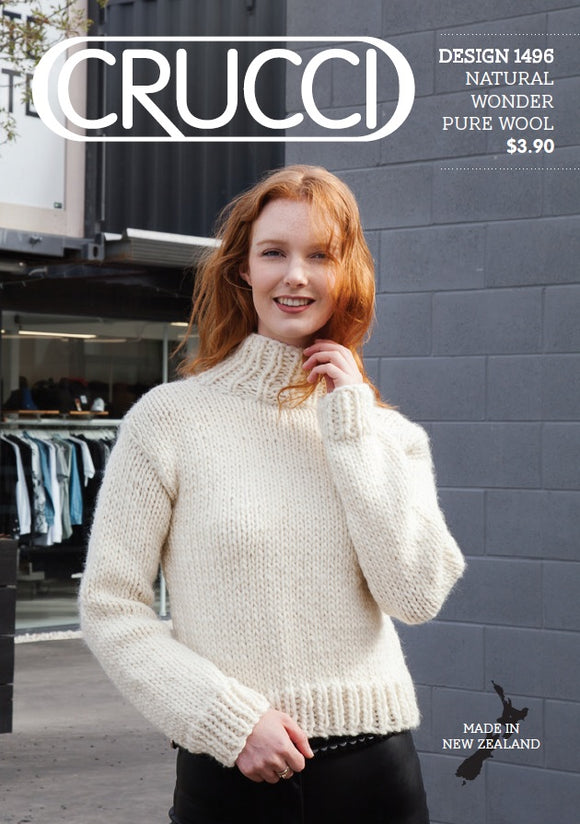 Crucci Knitting Pattern 1496 - Ladies Pullover in Super Chunky yarn