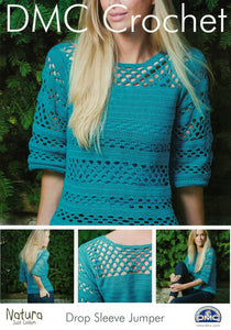 DMC Crochet Pattern - Drop Sleeve summer top in 4-Ply / Fingering