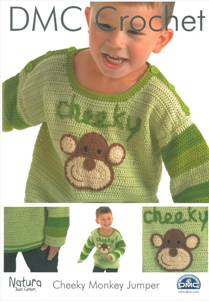 DMC Crochet Pattern - Cheeky Monkey Jumper in 4-Ply / Fingering