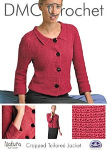 DMC Crochet Pattern - Ladies Cropped Tailored Jacket in 4-Ply / Fingering
