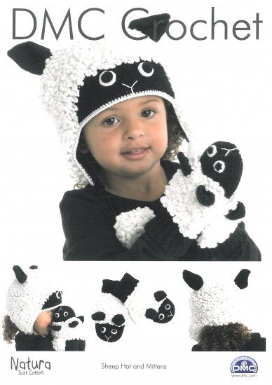 DMC Crochet Pattern - Sheep Hat and Mittens in 4-Ply / Fingering