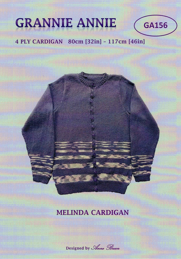 Grannie Annie Knitting Pattern 156 - Melinda Cardigan in 4-ply / Fingering for Teens to Ladies