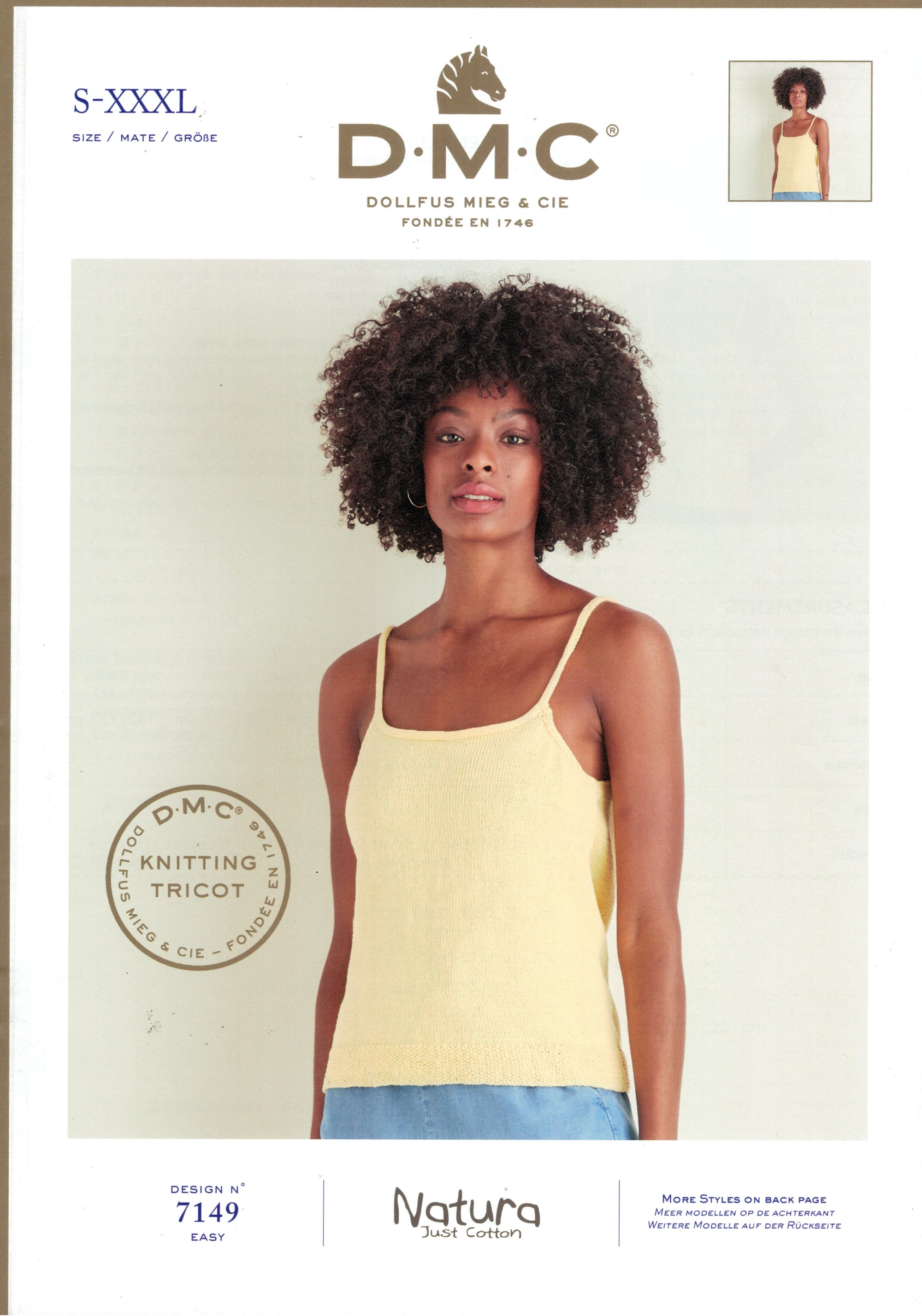 DMC Knitting Pattern 15731B - Ladies Singlet in 4-ply / Fingering Cotton