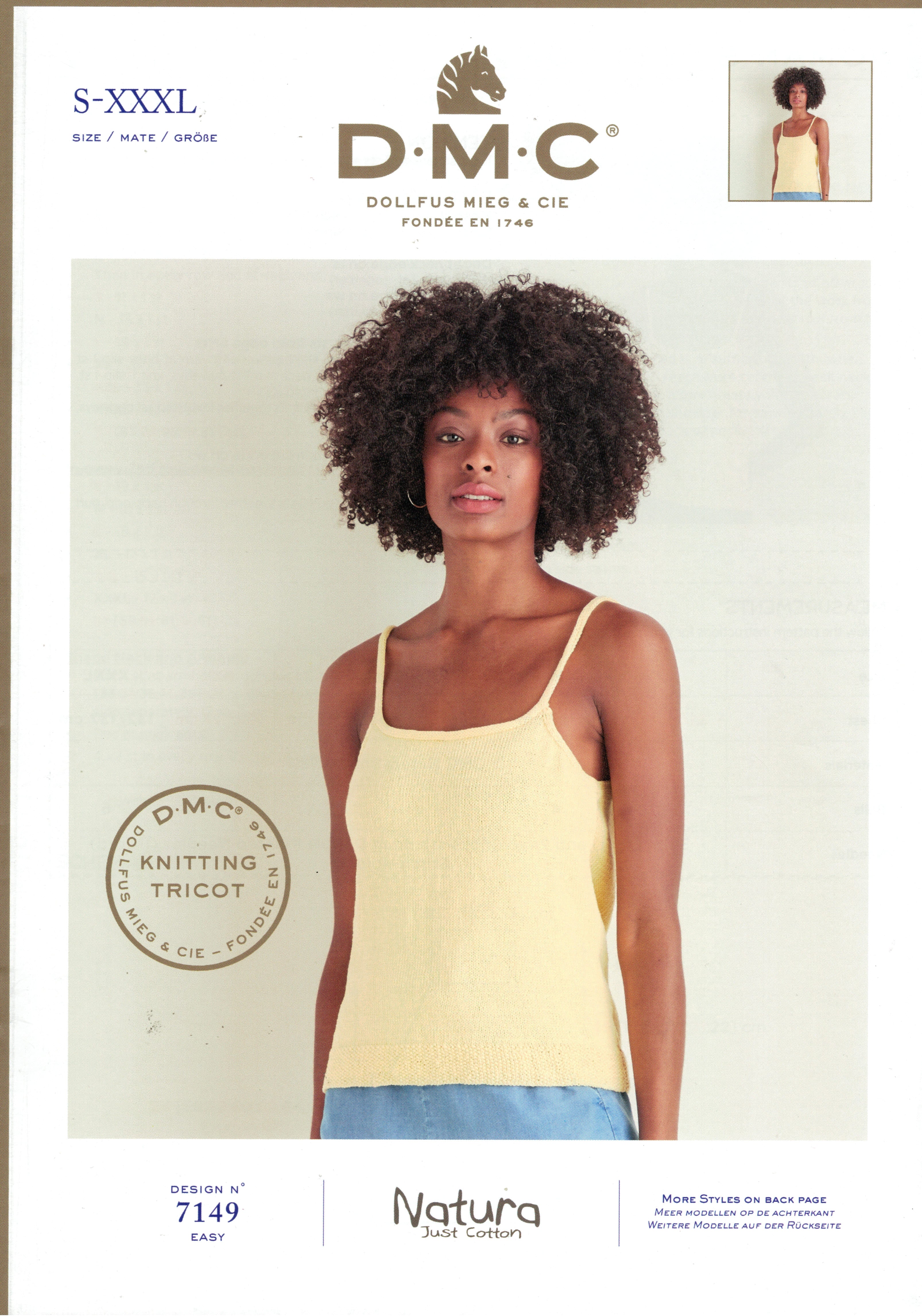 DMC Knitting Pattern 15731B - Ladies Singlet in 4-ply / Fingering Cotton