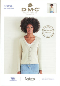 DMC Knitting Pattern 15731D - Ladies Summer Cardigan  in 4-ply / Fingering Cotton