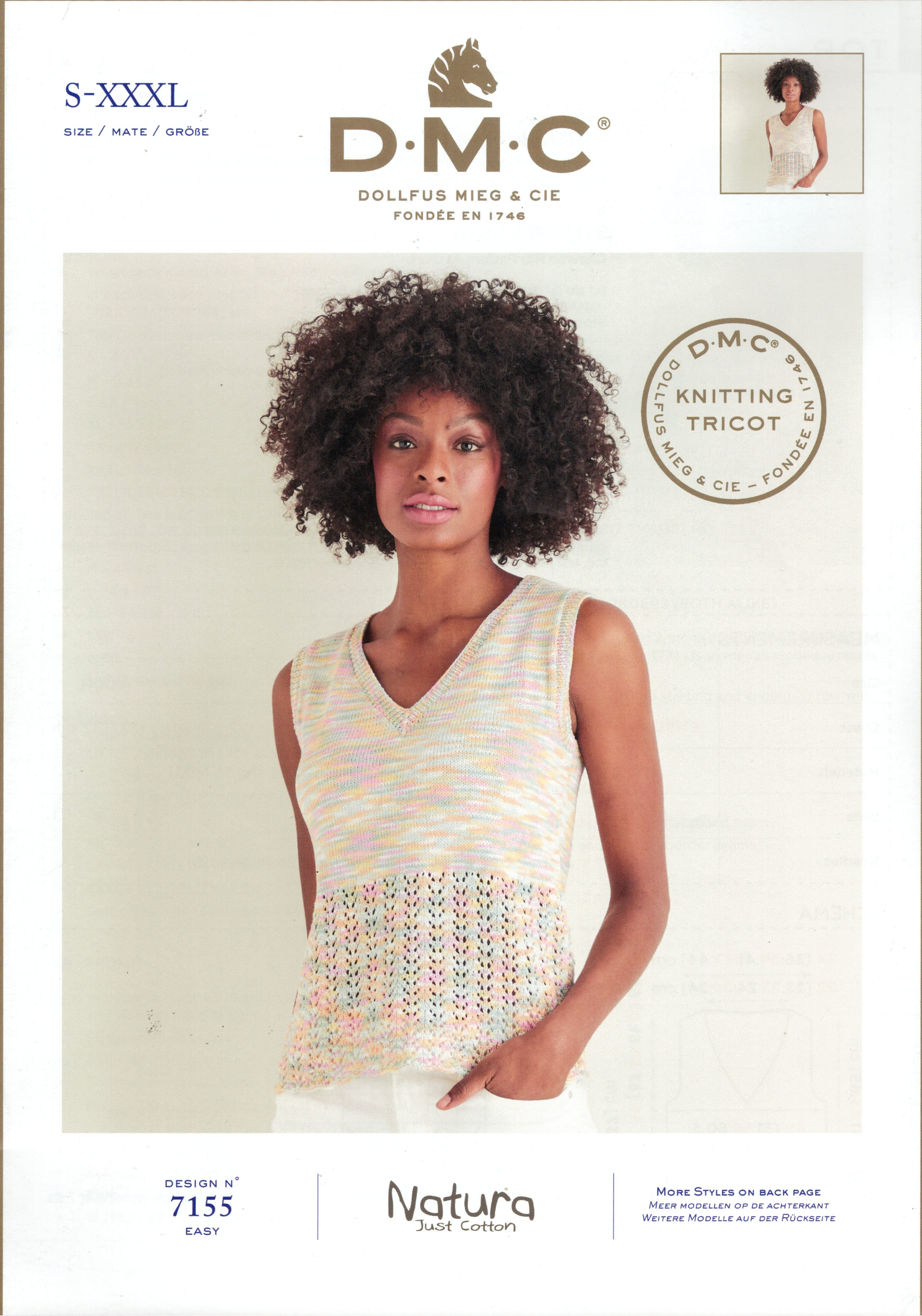 DMC Knitting Pattern 15732D - Ladies Singlet in 4-ply / Fingering Cotton