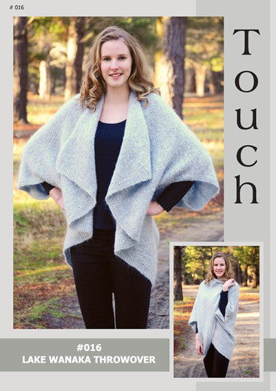 Touch Knitting Pattern 16 - Ladies Lake Wanaka Throwover in 12-ply / Aran