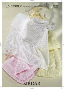 Sidar Knitting Pattern 1665 - Three Baby Blankets in 3-ply / Light Fingering, 4-ply / Fingering and 8-ply / DK