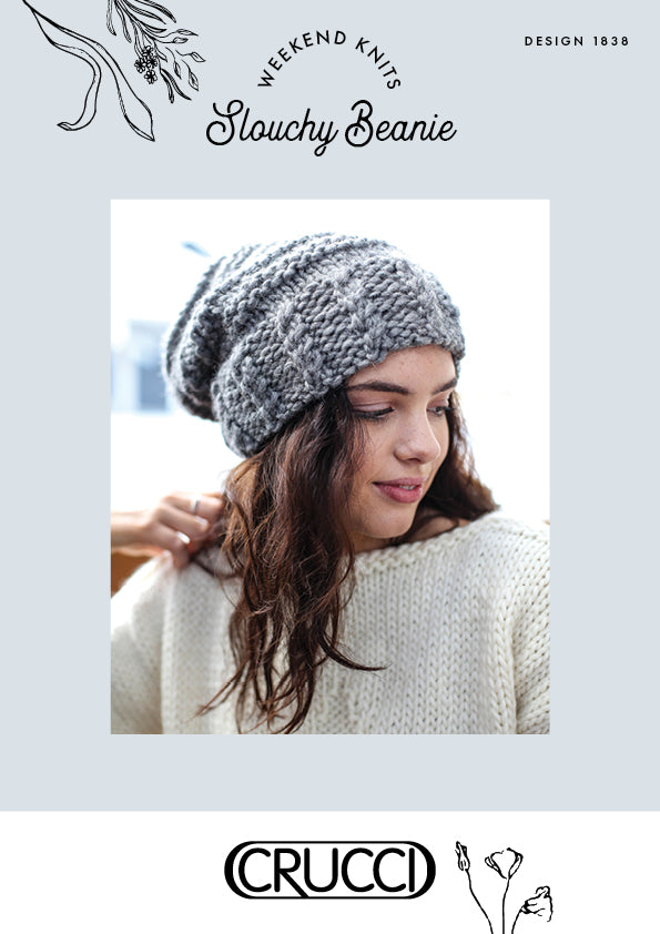 Crucci Knitting Pattern 1838 - Slouchy Beanie in Super Chunky yarn