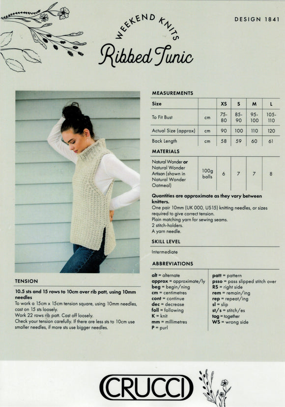 Crucci Knitting Pattern 1841 - Ladies Ribbed Vest in Super Chunky yarn