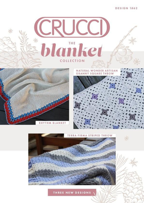 Crucci Knitting Pattern 1862 - Three Blankets in 14-Ply / Chunky