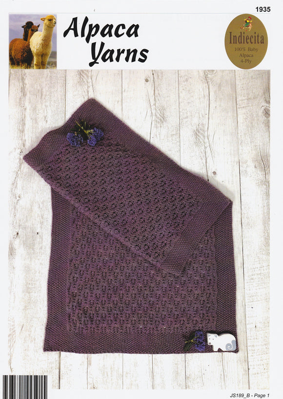 Indiecita Knitting Pattern 1935 - Baby Flower Bud Blanket in 4-ply / Fingering