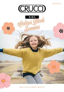 Crucci Knitting Pattern 2112 - Childs Colour Block Pullover in 8-ply / DK for ages 2-10