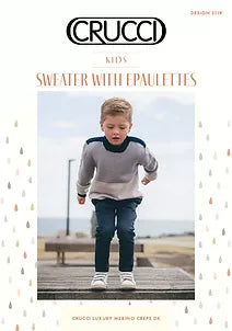 Crucci Knitting Pattern 2119 - Childs Pullover with Epaulettes in 8-ply / DK for ages 2-10