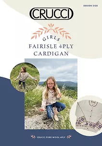 Crucci Knitting Pattern 2120 - Girls Fair Isle Cardigan in 4-ply / Fingering for ages 2-10