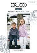 Crucci Knitting Pattern 2124 - Childs Striped Pullover with Crew Neck in 8-ply / DK Cotton for ages 2-10