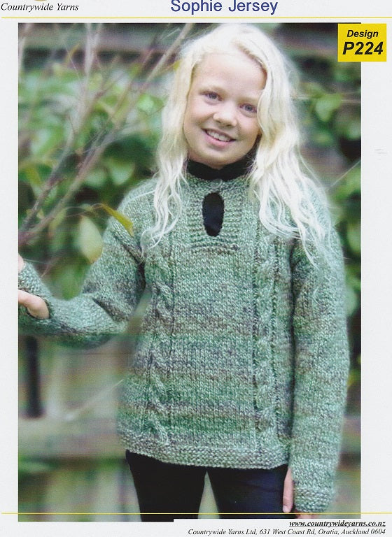 Countrywide Knitting Pattern P224 - Childs Sophie Pullover in Chunky / 14-ply for ages 1-8 years
