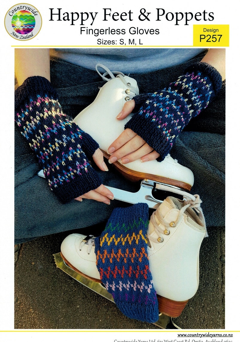 Countrywide Knitting Pattern P257 - Fingerless Gloves in 4-ply / Fingering