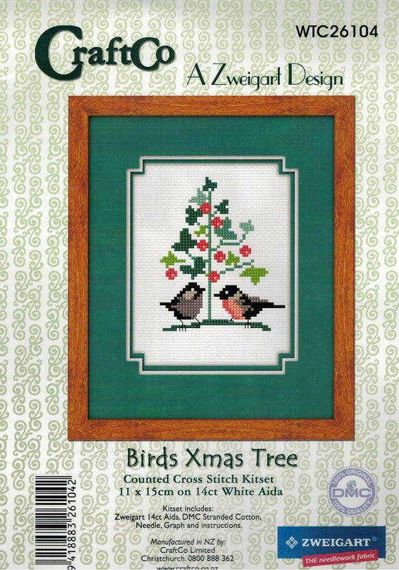 CraftCo Cross-stitch kit -  Birds by the Christmas Tree