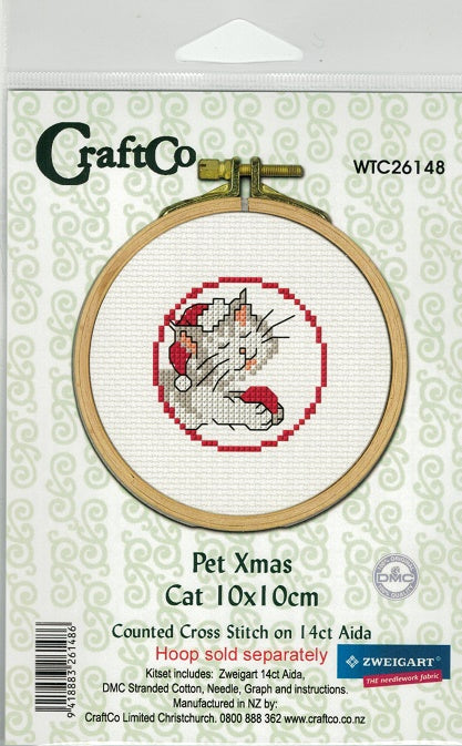 CraftCo Cross-stitch kit - Christmas at the Zoo Kitty