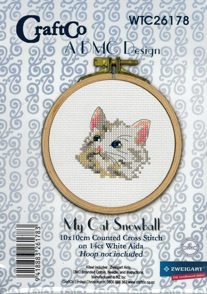 CraftCo Cross Stitch Kit - My Cat Snowball