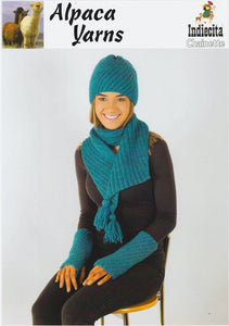 Indiecita Knitting Pattern 2701 - Adult Textured Hat and Scarf in 10-Ply / Worsted-weight