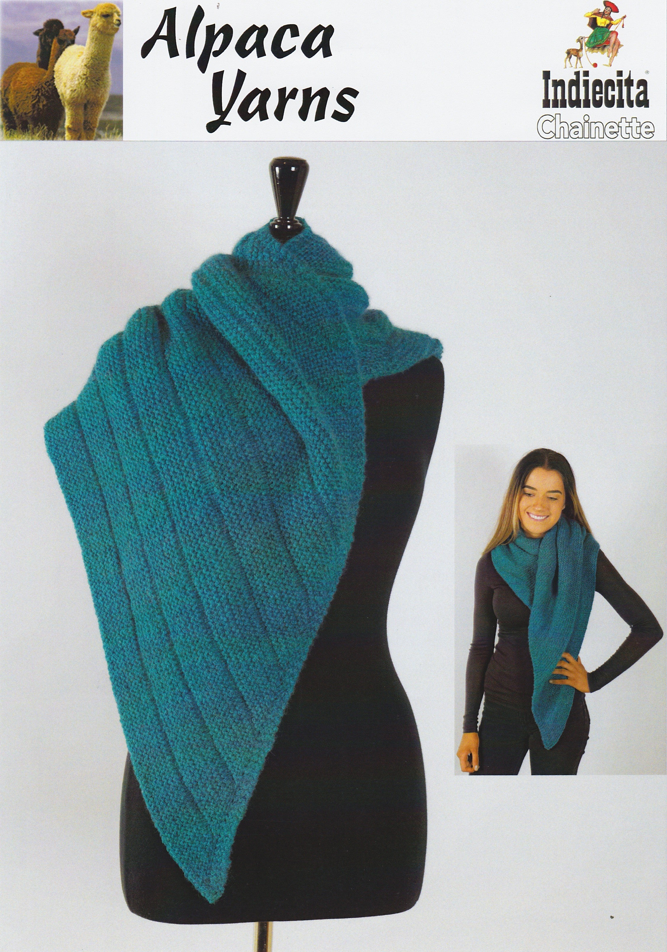 Indiecita Knitting Pattern 2706 - Adult Textured Shawl in 10-Ply / Worsted-weight
