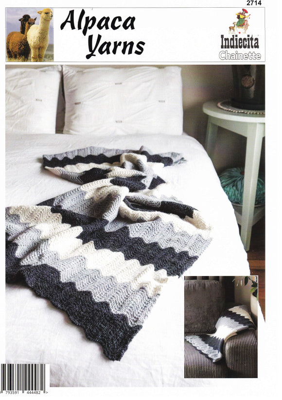 Indiecita Knitting Pattern 2714 - Lovely Chevron Throw in 10-Ply / Worsted-weight