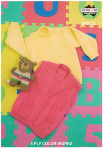 Heirloom 316 - Childrens Vest and Pullover with textured detail in 8-ply  / DK