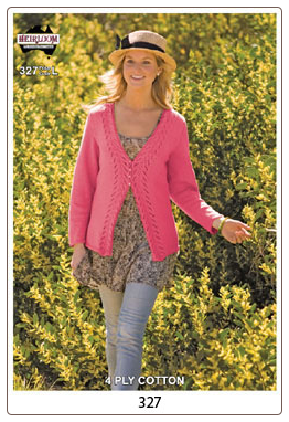 Heirloom 327 - Ladies cardigan with delicate lace border in 4-ply
