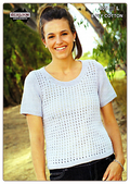 Heirloom 405 - Ladies short sleeve jumper with eyelet pattern in 8-ply / DK
