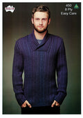 Heirloom 450 - Mens long sleeve shawl-neck jumper in 8-ply (DK)