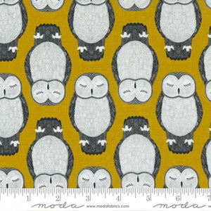 Sleeping Owls on Mustard by Gingiber for Moda