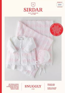Sidar Knitting Pattern 5361 - Babies Matinee Jacket, Bonnet and Blanket in 3-ply / Light Fingering for Ages Preemie to 12 months