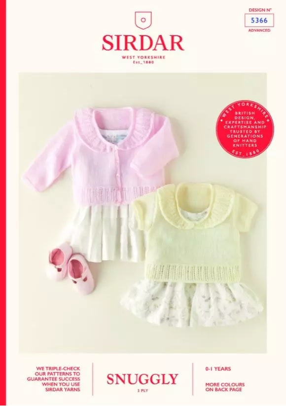 Sidar Knitting Pattern 5366 - Babies Cardigan and Pullover in 3-ply / Light Fingering for ages Newborn to 12 months