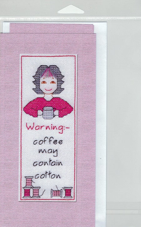Cross-Stitch Card and Bookmark set - Warning - coffee may...