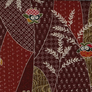 Kenko - Traditional Japanese design with Owls on Dark Reds and Rusts