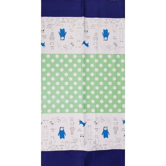 Minakoko - Forest Animal Tote bag panel in blue and green (73 cm x 110 cm each)