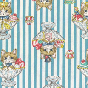 Tottori - Adorable Kittens in Sundae glasses on Blue stripe