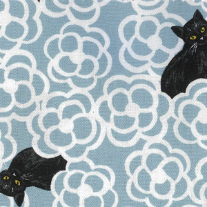 Shiku - Playful Cats on a Off-white and Blue background