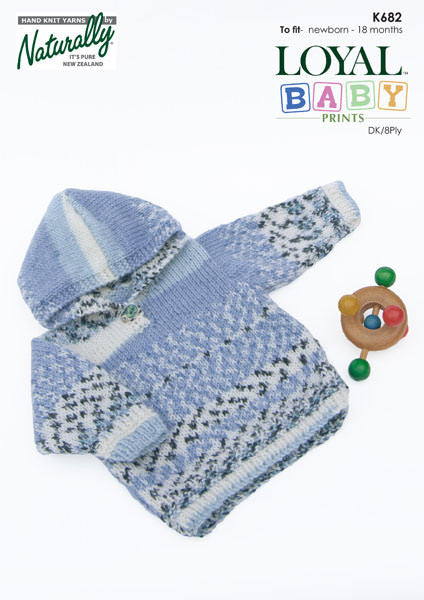 Naturally Knitting Pattern K682 - Baby's Hoodie in 8-ply / DK for Ages Newborn to 18 months