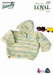 Naturally Knitting Pattern K685 - Baby's Hoodie in 8-ply / DK for Ages Newborn to 18 months