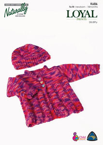 Naturally Knitting Pattern K686 - Baby Jacket & Hat  in 8-ply / DK for Ages Newborn to 18 months